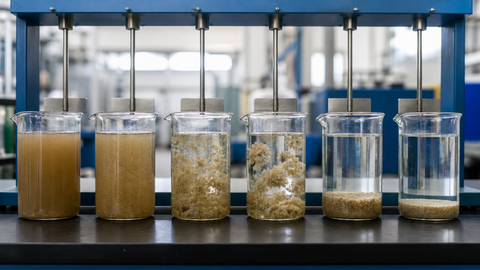 Jar testing polyacrylamide for sedimentation water treatment