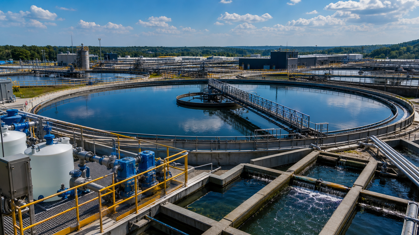 Industrial clarifier and sedimentation water treatment system